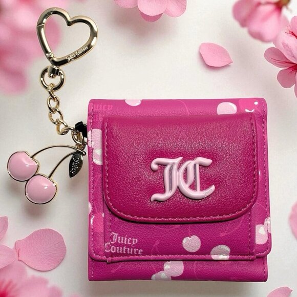 Juicy Couture Pink Cherry On Top Mini Envelope Bag or Backpack Charm Wallet NWT - Picture 1 of 7